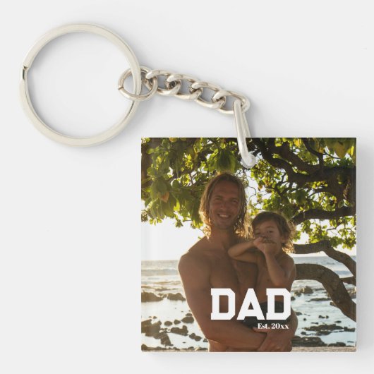 Verjaardagscadeau voor vader met foto en jaar op V Sleutelhanger (Voorkant)