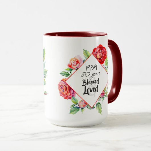 VERJAARDAGSCADEAU voor vrouwen Rozen toevoegen met Mok (Voorkant rechts)