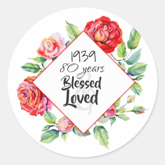 VERJAARDAGSCADEAU voor vrouwen Rozen toevoegen met Ronde Sticker (Voorkant)