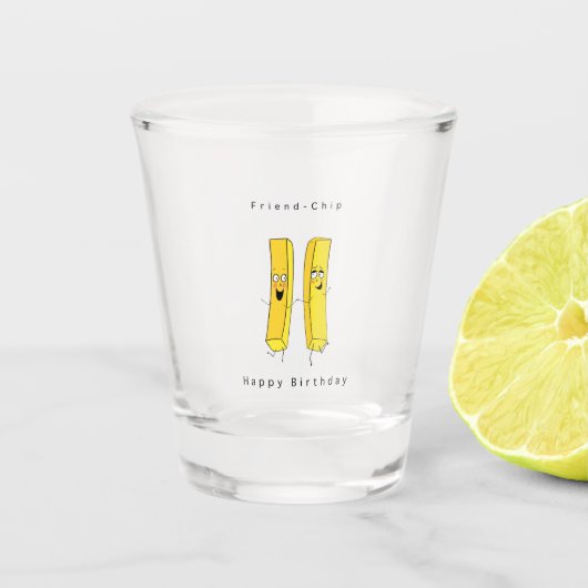 Verjaardagscadeau, vriendendscadeau. Gefeliciteerd Shot Glas (Voorkant)