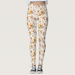 Verjaardagscadeau   Waterverf herfst bloemen Leggings