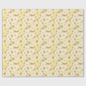 verjaardagscadeau | Witte en gele Daisy Cadeaupapier (Vlak)
