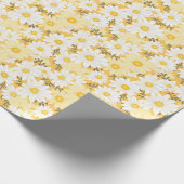 verjaardagscadeau | Witte en gele Daisy Cadeaupapier (Hoek)