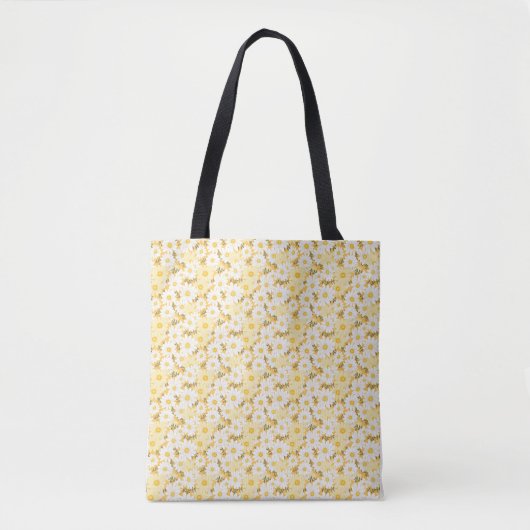 verjaardagscadeau | Witte en gele Daisy Tote Bag (Voorkant)