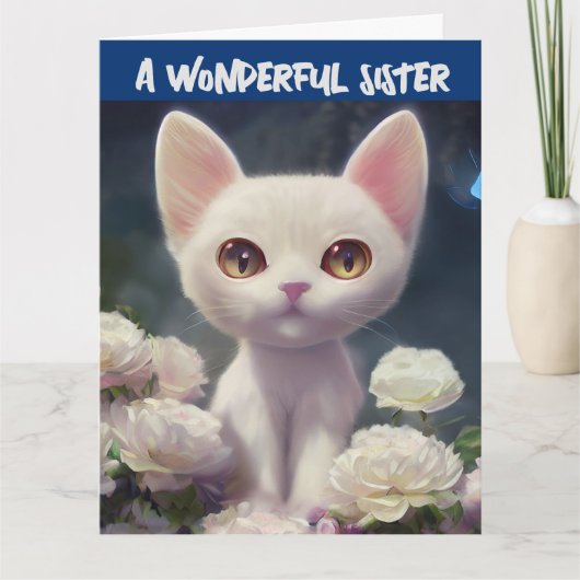 VERJAARDAGSCADEAU WITTE KAT Kaart Kaarten (Voorkant)