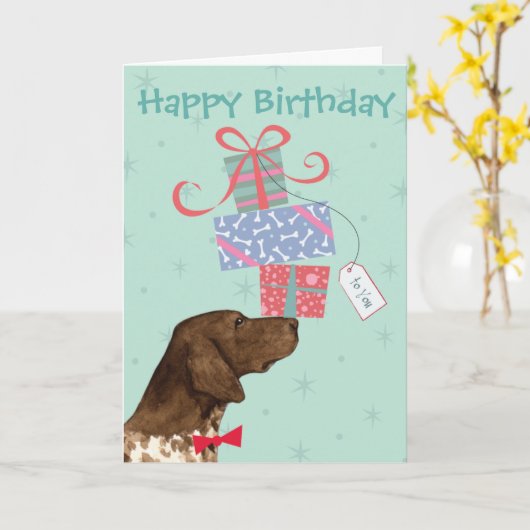 Verjaardagscadeaus Duitse Pointer Kaart (Gele Bloem)