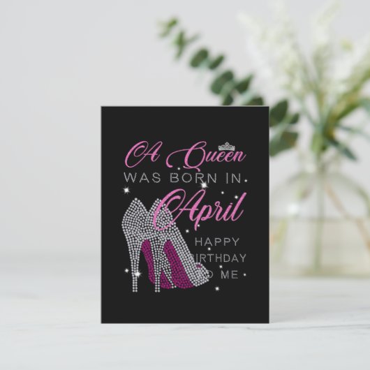 Verjaardagscadeaus | Een koningin werd in april ge Kaart (Staand voorkant)