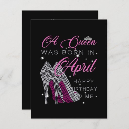 Verjaardagscadeaus | Een koningin werd in april ge Kaart (Voorkant / Achterkant)