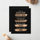 Verjaardagscadeaus | Ik ben een januari paard moed Notitiekaartje (Voorkant / Achterkant in situ)
