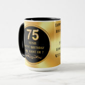 Verjaardagscadeaus voor mannen van 75 jaar. Mokken (Voorkant links)