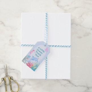 Verjaardagscadeautag met oceaan-thema cadeaulabel