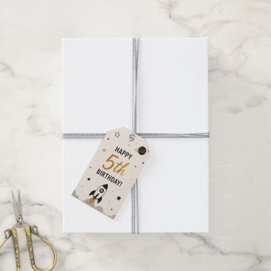 Verjaardagscadeautag voor 5 jaar cadeaulabel (Met Touw)