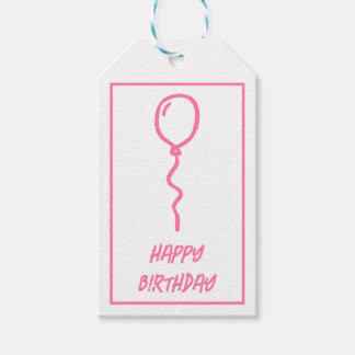 Verjaardagscadeautags met roze ballonnen cadeaulabel