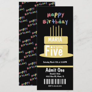 Verjaardagscadeauticket voor vijfjarige Party Kaart