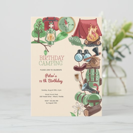 Verjaardagscamping Kaart (Staand voorkant)