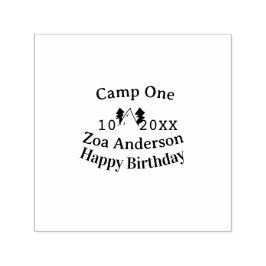 Verjaardagscamping naam datum campingavontuur  zelfinktende stempel