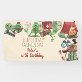 Verjaardagscamping natuur wandelen voor kinderen spandoek