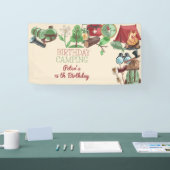 Verjaardagscamping natuur wandelen voor kinderen spandoek (Beurs)