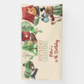Verjaardagscamping natuur wandelen voor kinderen spandoek (Verticaal)