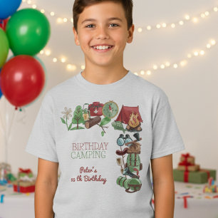 Verjaardagscamping natuur wandelen voor kinderen t-shirt