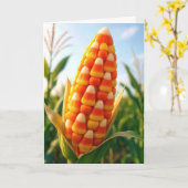 Verjaardagscandy corn op de kolf kaart (Gele Bloem)