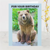 VERJAARDAGSCARD BEERKNUFFEL GRIJZE BEER KAART (Gele Bloem)