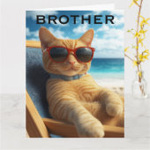 VERJAARDAGSCARD BROER MET KAT KAART (Gele Bloem)
