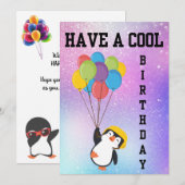 VERJAARDAGSCARD MET COOLE PINGUÏN KAART (Voorkant / Achterkant)