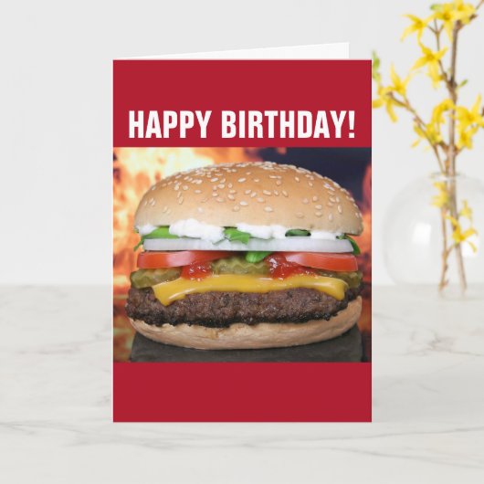 VERJAARDAGSCARD MET FUNNY CHEESEBURGER KAART (Gele Bloem)