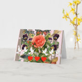 VERJAARDAGSCARD MET HARTEN EN BLOEMEN KAART (Gele Bloem)
