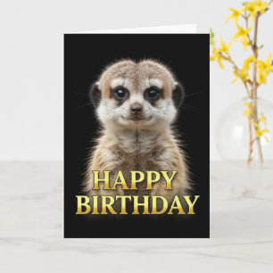 VERJAARDAGSCARD MET OPVALLENDE MEERCAT NAUWKEURIGE KAART