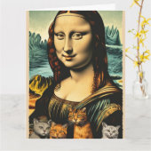 VERJAARDAGSCARD MONA LISA KAT KAART (Gele Bloem)