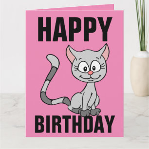 VERJAARDAGSCARD ROZE ZUIKELIGE KAT KAART
