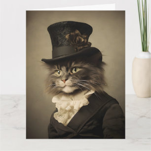 VERJAARDAGSCARD VICTORIAANSE KAT VERJAARDAGSCADEAU KAART
