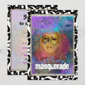 verjaardagscarnaval van het roze goud "masquerade  kaart (Voorkant / Achterkant)