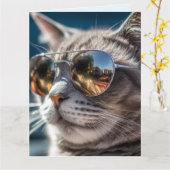 VERJAARDAGSCART COOLE KAT KAART (Gele Bloem)