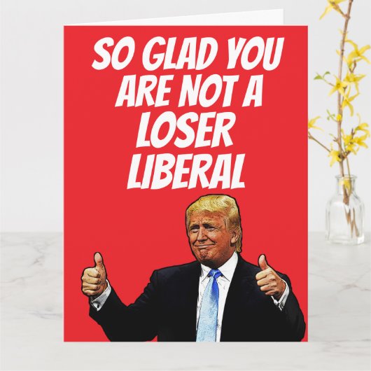 VERJAARDAGSCARTON DONALD TRUMP GRAPPIG GROOT KAART (Gele Bloem)