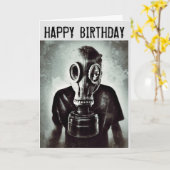 VERJAARDAGSCARTS MET GASMASKER KAART (Gele Bloem)