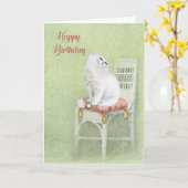 verjaardagscat en rozen op kussen kaart (Gele Bloem)