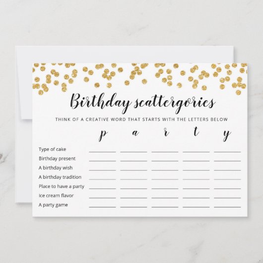 Verjaardagscategorieën bewerkbare game Kaart (Voorkant)