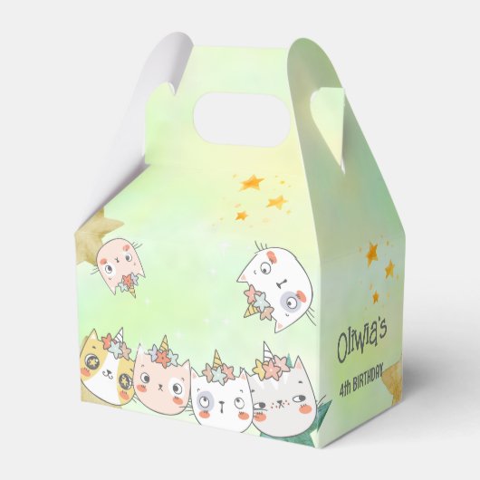 verjaardagscatroon van magische caticorn bedankdoosjes (Achterkant)