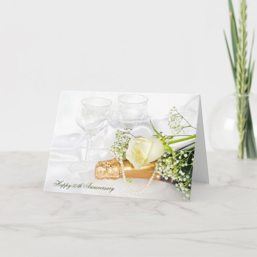 verjaardagschampagne en roos kaart (Voorkant)