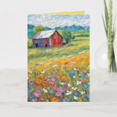 Verjaardagschuur in veld met wilde bloemen kaart (Voorkant)