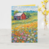 Verjaardagschuur in veld met wilde bloemen kaart (Gele Bloem)