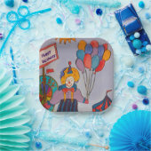 Verjaardagsclown papieren bordje (Feest)