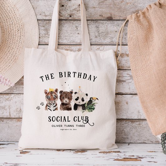 verjaardagsclub | Oerwoud Dier Kinder Naam Tote Bag