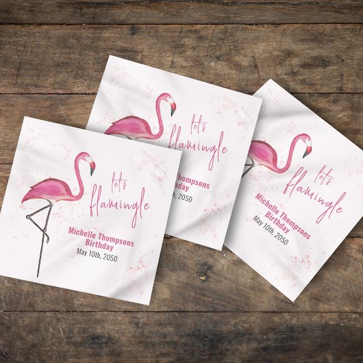 Verjaardagscocktail minimalistisch roze flamingo servet