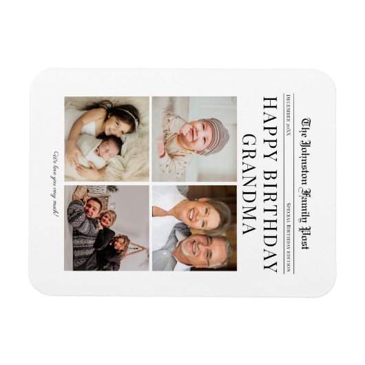 Verjaardagscollage van de koelkastmagneet voor oma magneet (Horizontaal)