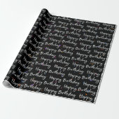 Verjaardagsconfetti op zwart cadeaupapier (Uitgerold)