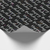 Verjaardagsconfetti op zwart cadeaupapier (Hoek)